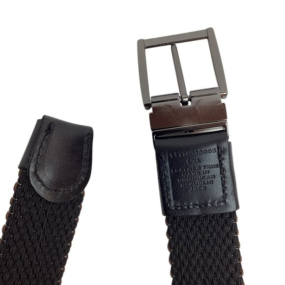 Tommy Bahamas Reversible Mens L/XL Stretch Woven Belt Brown & Black Leather Trim - Picture 6 of 7